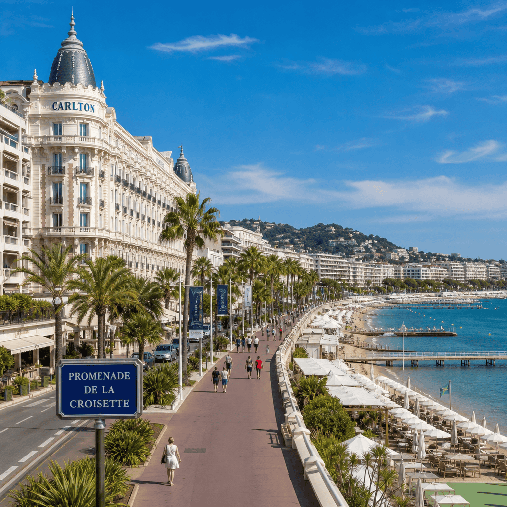 Scenic view of Cannes Promenade de la Croisette